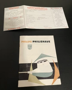 Philips Philishave Shaver Vintage Manual w/warranty card ONLY no shaver - Picture 1 of 8