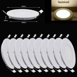 10X 6W Ultraslim Panel LED Foco empotrable Blanco neutro Plafón empotrable Redondo - Imagen 1 de 10