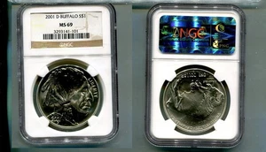 2001 D AMERICAN BUFFALO COMMEMORATIVE SILVER DOLLAR NGC MS69 6056T - Picture 1 of 1