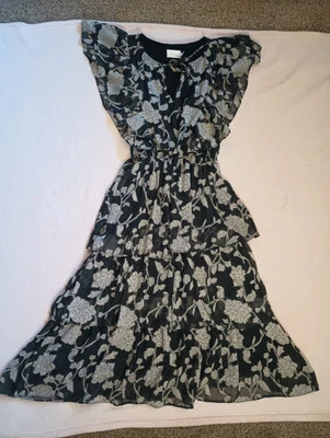 Champagne Strawberry Dark Coquette Dress Small Floral Ruffle Whimsigoth Romantic - Image 1 of 4