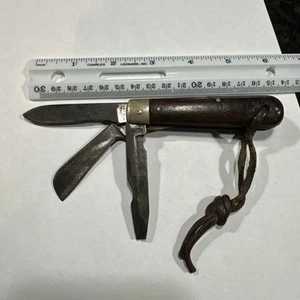 Colonia Folding Pocket Knife 3 Blades Tools  Prov RI USA Vintage Brown - Picture 1 of 22