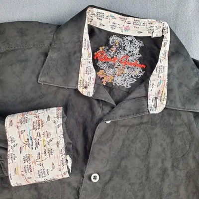 Robert Graham Men's Black Paisley Long Sleeve Button Down Shirt L flip cuff - Image 1 of 4