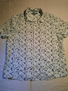 Perry Ellis Men's Floral Print Button Shirt 2XL In Bright White - Picture 1 of 11