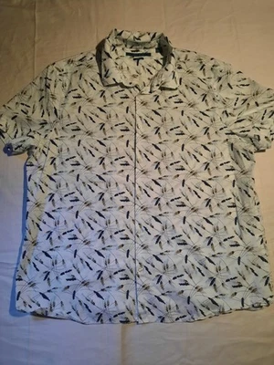 Perry Ellis Men's Floral Print Button Shirt 2XL In Bright White - Image 1 of 4