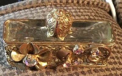 PERFUME BOTTLE SCNT BOTTLE WESTERN GERMANY FILAGREE  2”L X 3/4”h       REMOVABLE - Image 1 of 4