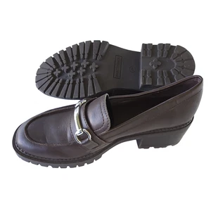 Marc Fisher braune Leder-Loafer mit klobiger Sohle Blockabsatz 90er Jahre Y2K Damen 7M - Bild 1 von 8