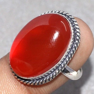 Anillo Cornalina 925 Chapado en Plata Piedras Preciosas Hecho a Mano EE. UU. 7 Regalo Joyería JW Foto 1 de 3