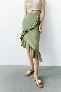 Zara assymetric frill skirt Size L UK 12 - Picture 1 of 10