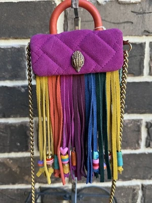 NUEVO CON ETIQUETAS $238 Kurt Geiger BOLSO KENSINGTON MICRO ASA FUCSIA múltiples flecos cuentas Foto 1 de 4