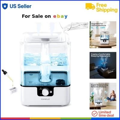 6L White Humidifier with Nightlight for Bedroom Large Room Quiet Mist Diffuse... - Image 1 of 4