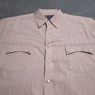 Renegade Western Pearl Snap Pockets Striped Large Shirt Diamond Stitch Southwest - Image 1 of 4