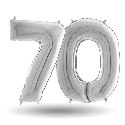 Pallone compleanno numero 70 anni Argento 101cm palloncini gonfiabile aria, ELIO - Immagine 1 di 2