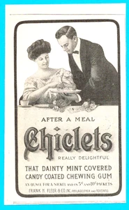 Chiclets candy gum 1909 antique print ad Fleer - Picture 1 of 3