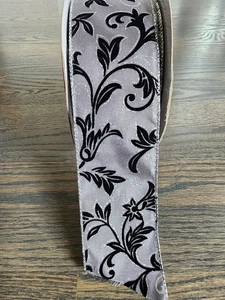 Kirkland Premium Wired Ribbon 50 Yard Roll Partial w/pieces Holiday Black/Silver - Picture 1 of 5