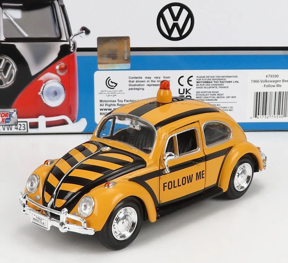 1/24 MOTOR-MAX - VOLKSWAGEN - BEETLE AIRPORT FOLLOW ME SERVICE CAR 1968 79590 - Immagine 1 di 1