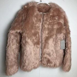Chelsea28 Pink Faux Fur Jacket New NWT Orig $129 Womens Xs Super Fuzzy! AO - Picture 1 of 7