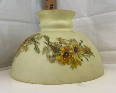 Vintage Yellow Parlor Shade Lamp Tripod - Image 1 of 4
