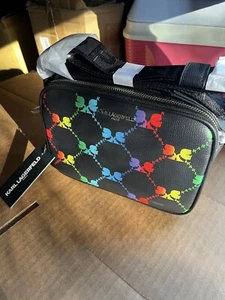 Karl Lagerfeld Women's Crossbody Bag Small Black Graphic Logo New With Tags - Picture 1 of 11