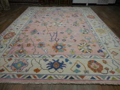Alfombra bohemia Oushak, alfombra turca Oushak, alfombra contemporánea hecha a mano 9,3 x 12,2 pies Foto 1 de 4
