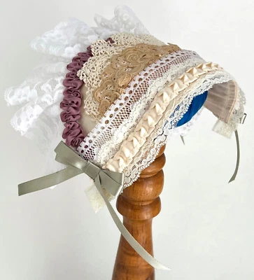 Reproducción de recreación victoriana de la Guerra Civil sombrero de día para mujer malva y verde Foto 1 de 4