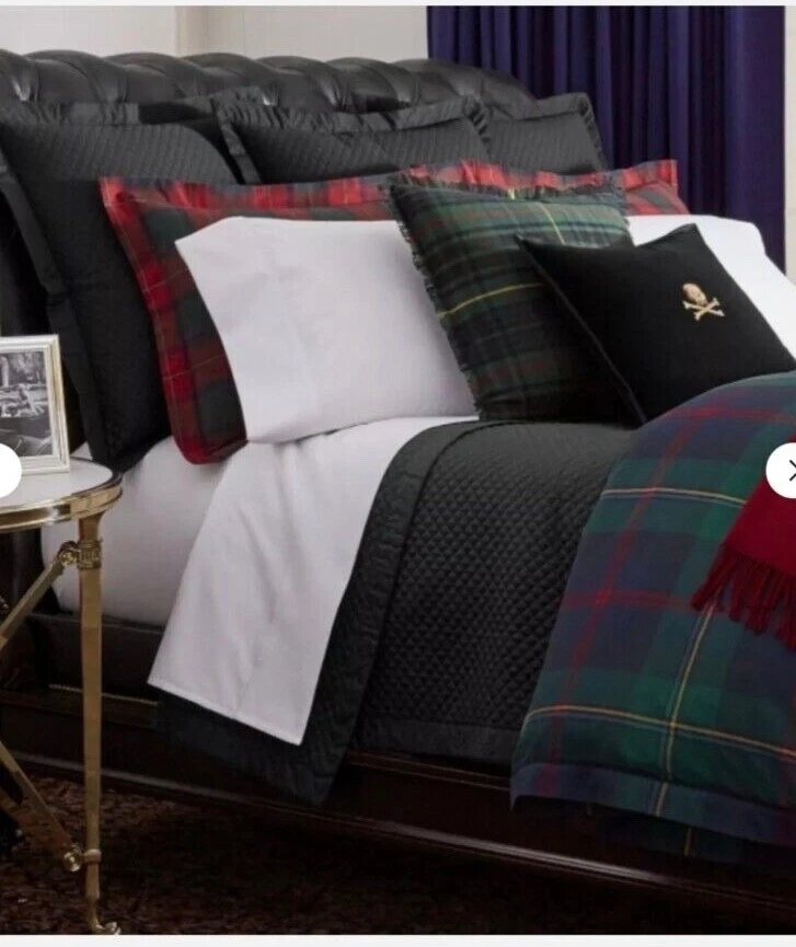 NUEVO Ralph Lauren Tartán NORFOLK EDREDÓN Reina/Verde a Cuadros/Multi (NOS)*¡RARO! Foto 1 de 3