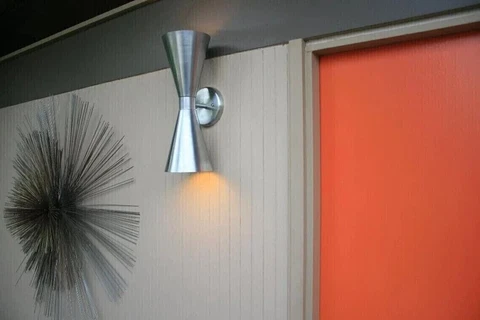 60's Mid Century Atomic style  Modern Bow Tie Dual Cone Wall Sconce Light Chrome Cover