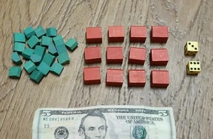 VTG Monopoly Game 1950's Popular Edition Green Box Dice Wooden Houses & Hotels - Picture 1 of 1