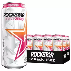 Rockstar Pure Zero Sugar Tangerine Mango Guava Strawberry Energy Drink, 16 Oz - Picture 1 of 8