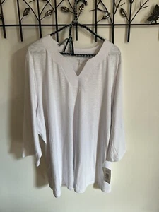 TanJay White Women’s Spring Blouse 3X - Model  100 White  - New w/ Tags - Imagen 1 de 9