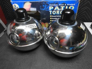ROCKFORD TOOL Lot de 2 torches de patio rondes brossées en acier inoxydable neuves dans leur boîte - Photo 1/7