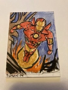 2016 Marvel Masterpieces Sketch Card Iron Man - Flowers 14 - Picture 1 of 3
