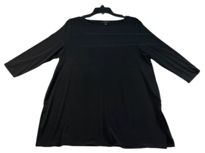 Alfani Tunic Blouse Womens Size Large Petite PL Black 3/4 Sleeve New Stretch - Image 1 of 4