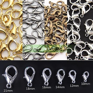 50pcs 10/12/14/16/18/21mm Gold/Silver Lobster Claw Clasps Hook DIY Jewelry - Picture 1 of 13