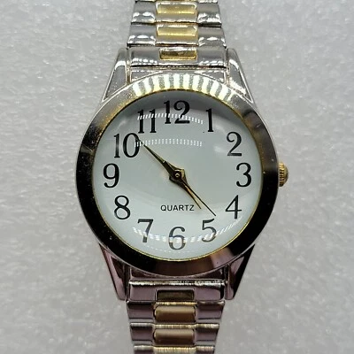 Classy Women Watch 28mm Two Tone Stainless Steel Stretch Band 6.5" , Runs - Image 1 of 4