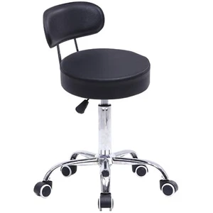 Ergonomischer Drehhocker schwarz mit Rollen - Ideal für Friseure und Kosmetiker - Bild 1 von 2