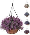Large Hanging Baskets Artificial Plants Green Realistic Lavender Flowers Garden
