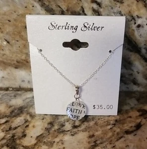 Sterling Silver Necklace Love Faith Hope- NEW Retails $35 - Picture 1 of 3