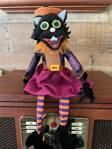 NEU KURT ADLER glitzernde Halloween Funky KATZE Hexe Spinnweben Spinne Regal Sitter Neu mit Etikett - Bild 1 von 7