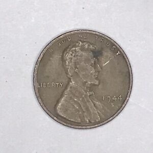 1944 Lincoln Wheat Penny "S" Mint Mark One Cent Coin Rim Error “L” In Liberty 1C