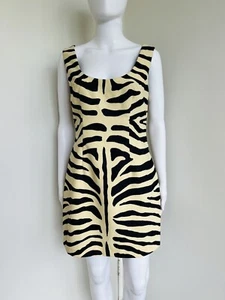 Plein Sud size 42 FR (10 US) sleeveless mini dress polyester France yellow black - Picture 1 of 14