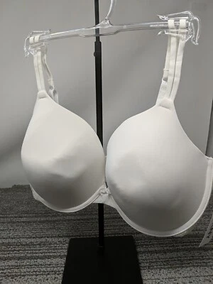 Sujetador Camiseta DKNY 36DD Signature Borde de Encaje Cobertura Perfecta Blanco 458000 NUEVO CON ETIQUETAS DEFECTUOSO Foto 1 de 4