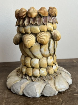 Vintage Shell Covered Jar Tin 1940s Memoryware Folk Art Antique - Image 1 of 4