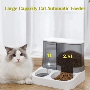 Pet Cat Dog Automatic Water Dispenser Feeder Feed Wet And Dry Separation - Picture 1 of 14