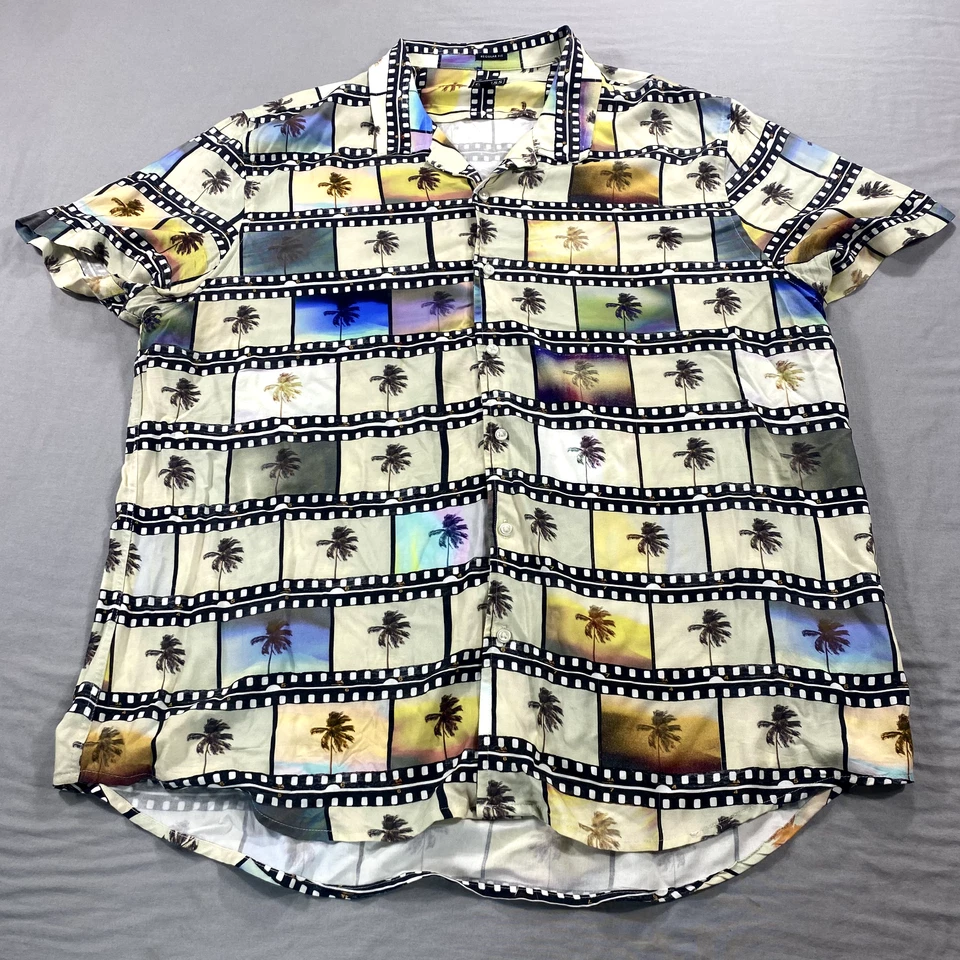 Guess рубашка мужская XXL 2XL на пуговицах гавайский курорт Hollywood ладони фильмы - Изображение 1 из 4