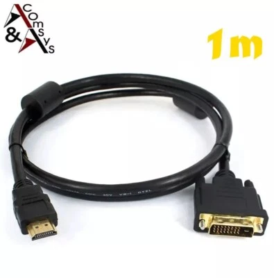 1m Premium Kabel HDMI auf DVI 24+1 24+5 Dual Link Ferrite 1080P FullHD vergoldet - Bild 1 von 4