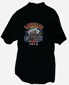 Laughlin 2010 River Run XL Black Button Motorcycle Shirt Casino Themed Patches - Picture 1 of 3