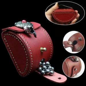 Slingshot Steel Balls Ammo Bag Catapult Leather wth Zipper Handmade Hunting Tool - Picture 1 of 14