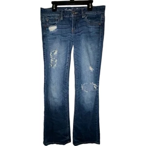 Pantalones de mezclilla American Eagle Distressed Boyfriend talla 2 azul tiro medio elásticos - Imagen 1 de 5