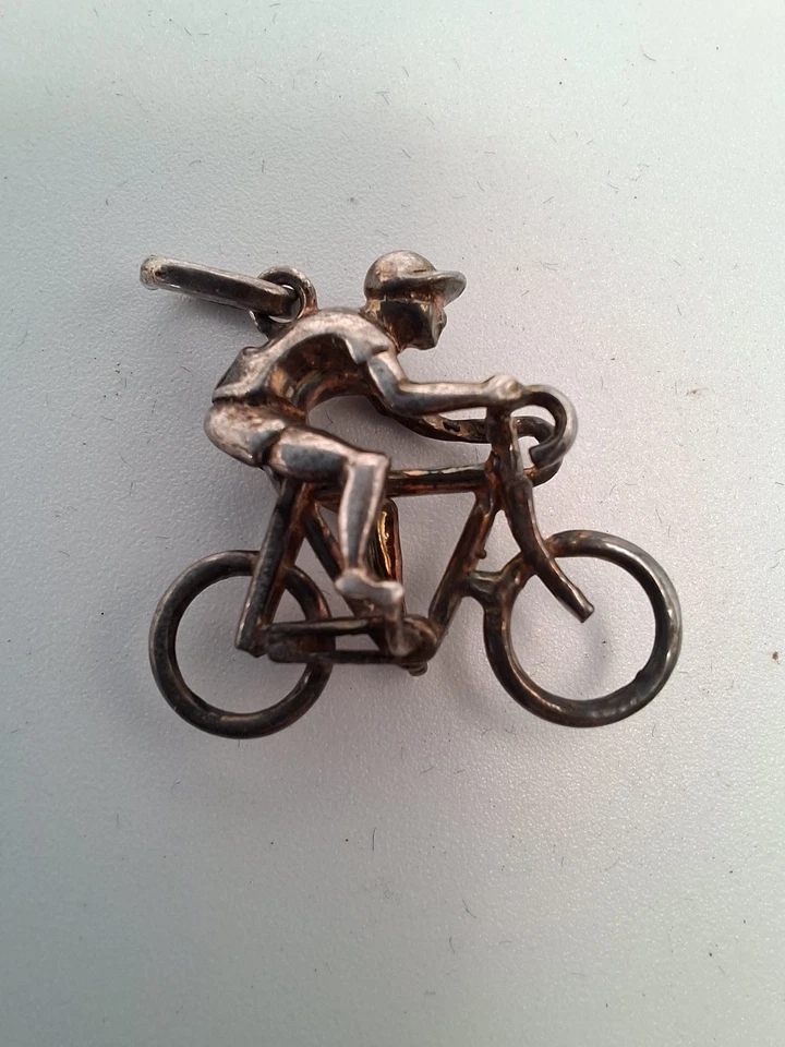 Ciondolo Argento 925 "CICLISTA" 4 Gr. *Ar120* Bicicletta Corsa Bike  - Immagine 1 di 4