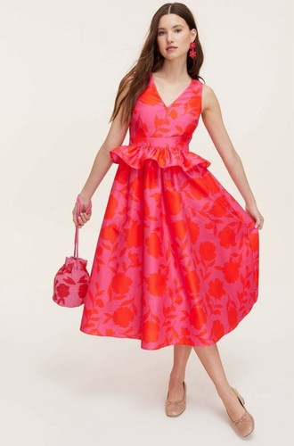 Abito midi Kate Spade Target Colab donna classico rosa peplo rosa rosso taglia 17